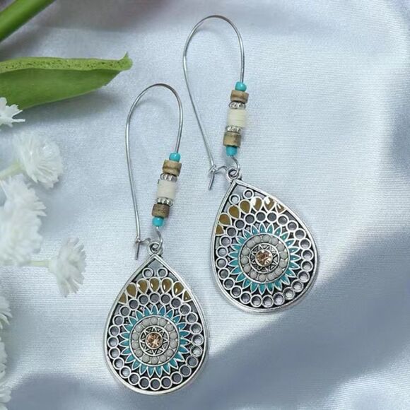 ✨💫 Unique BoHo TearDrop Dangle earrings💫✨Only Silver In Stock! - Picture 1 of 9